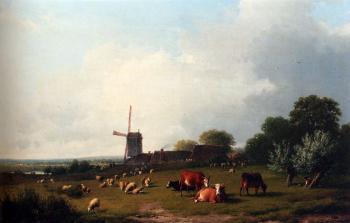 A Panoramic Summer Landscape With Cattle Grazing In A Meadow